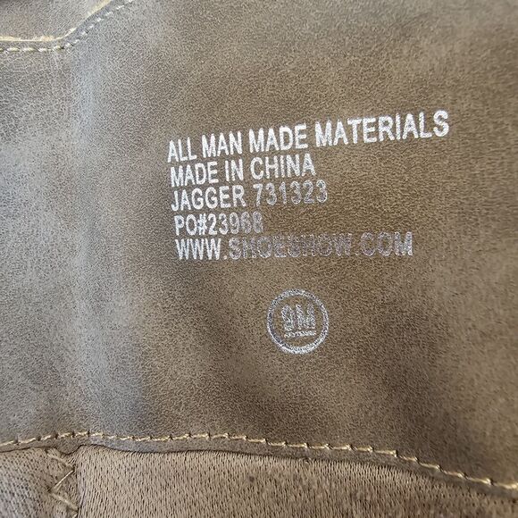 Banana Blue Studded Taupe Knee Tall Boots Sz 9M Buckle Block Heel Moto Fall S129 - Picture 10 of 12